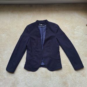 EUC Collarless Jacket Navy Size 8